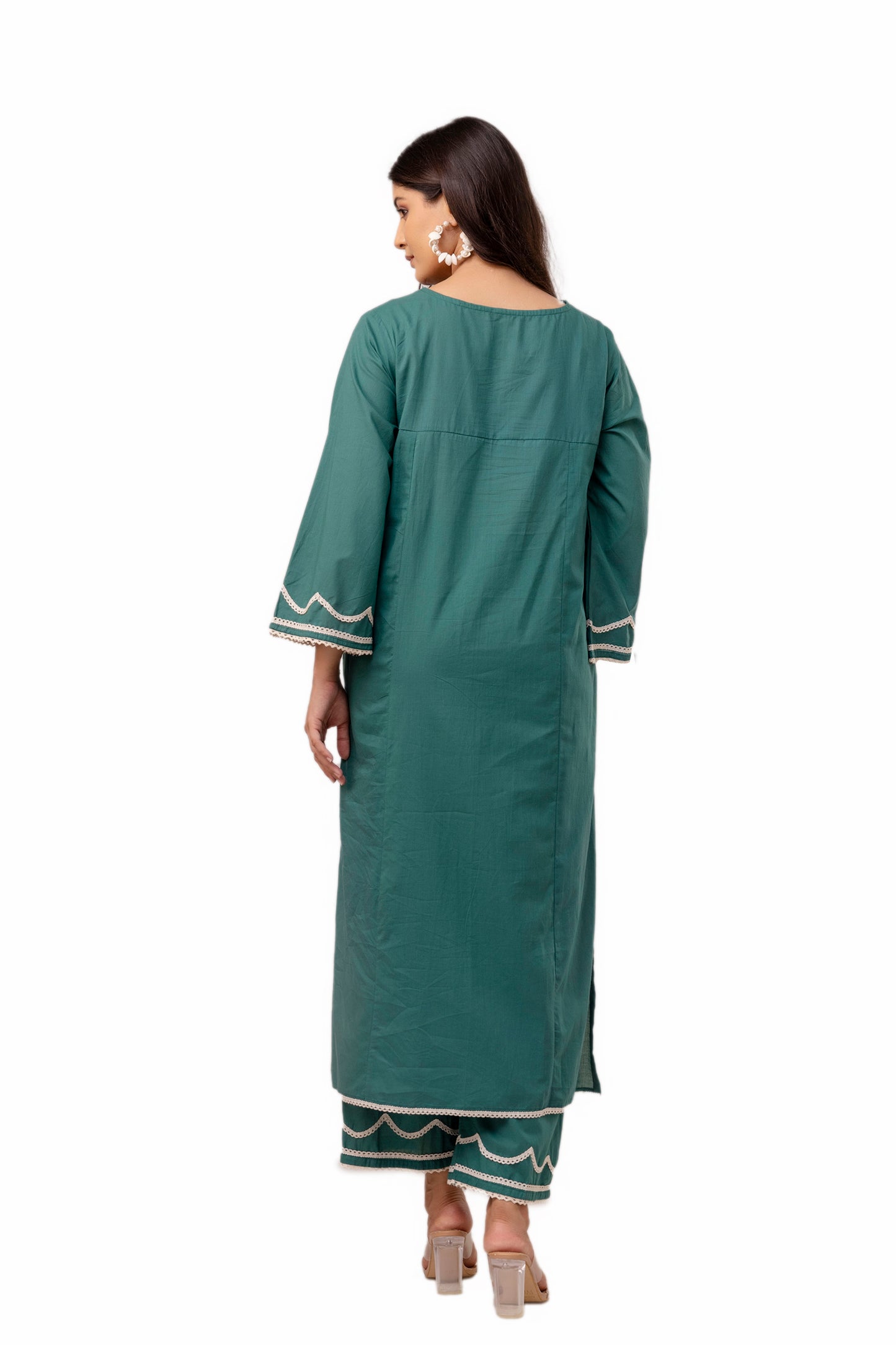 Paris Green Floral Cotton Kurta Set