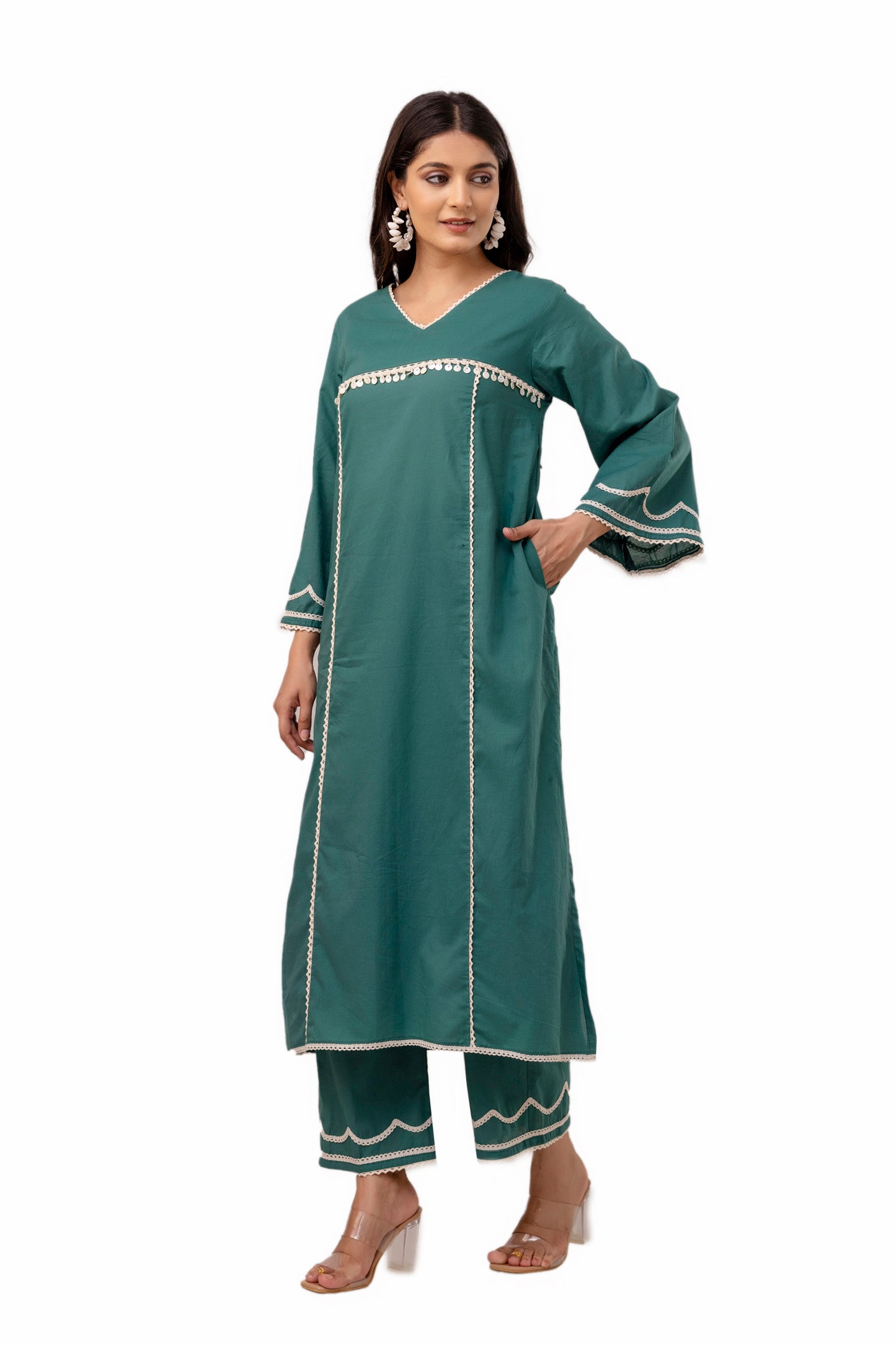 Paris Green Floral Cotton Kurta Set