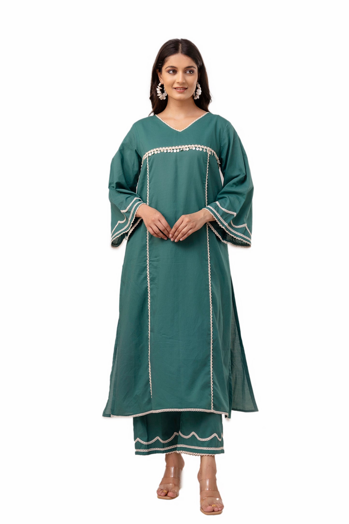 Paris Green Floral Cotton Kurta Set
