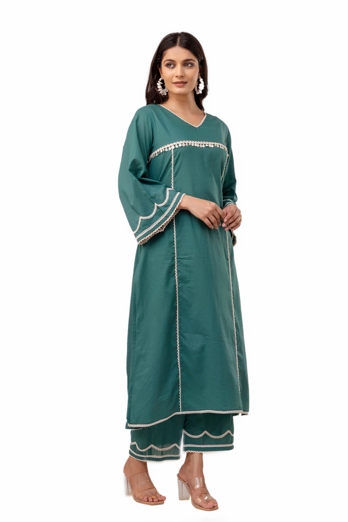 Paris Green Floral Cotton Kurta Set