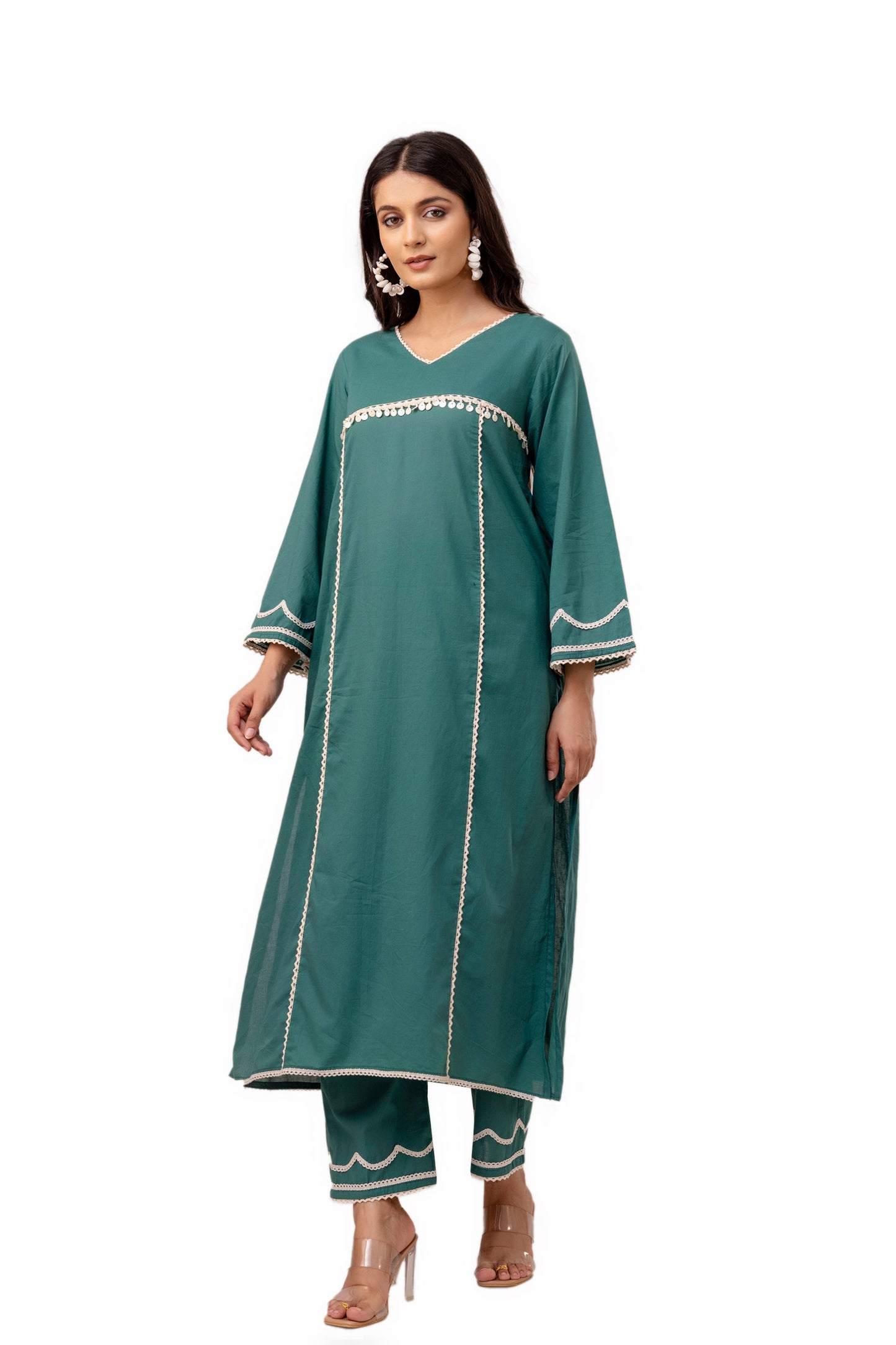 Paris Green Floral Cotton Kurta Set