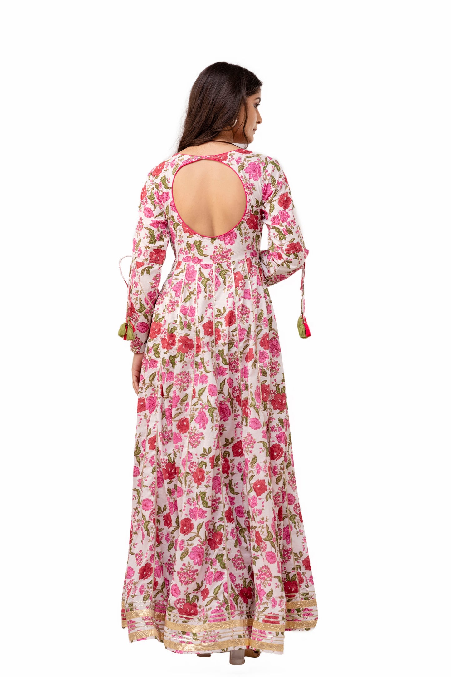 Pretty Pink Floral Print Cotton Kurta Set With Dupatta