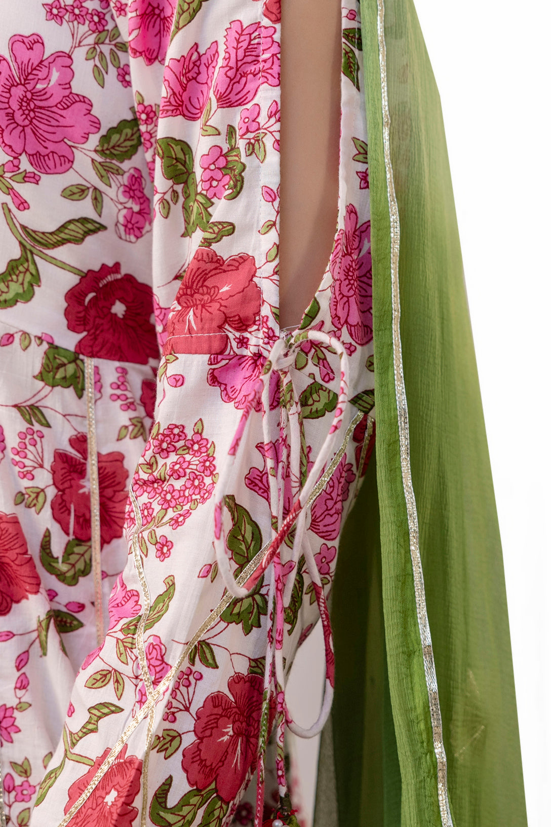 Pretty Pink Floral Print Cotton Kurta Set With Dupatta