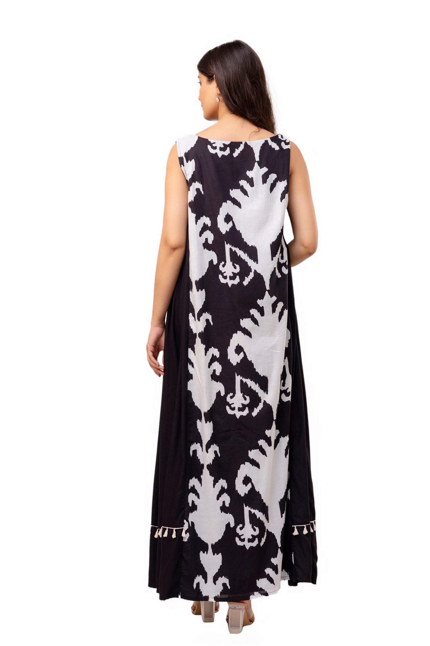Black Ikkat Long Dress