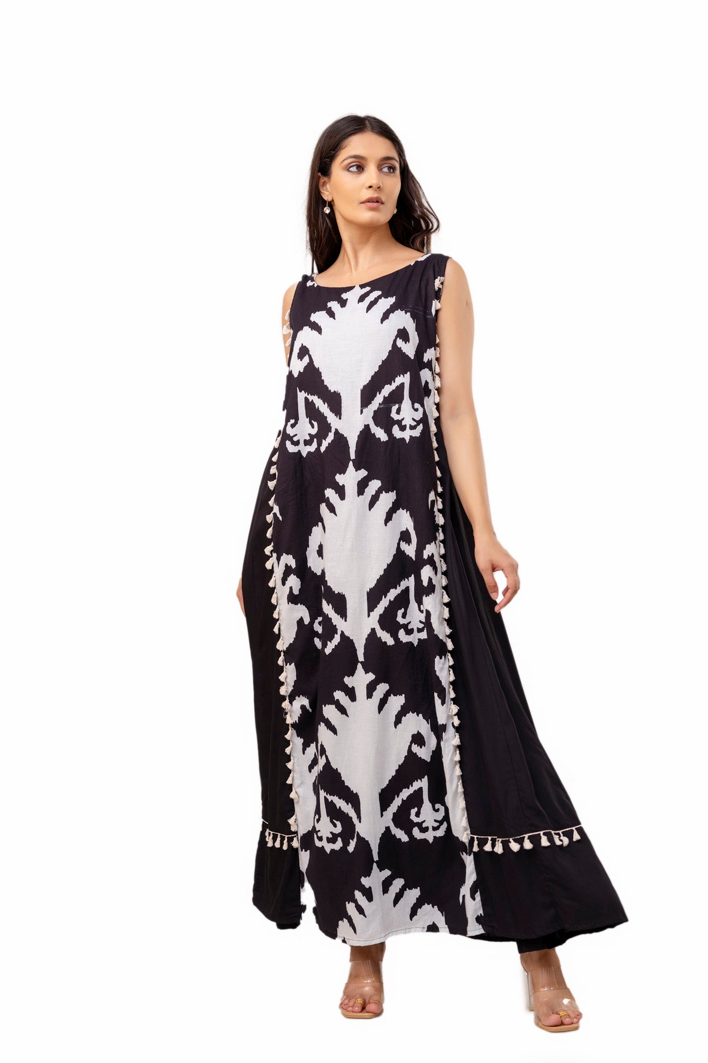 Black Ikkat Long Dress