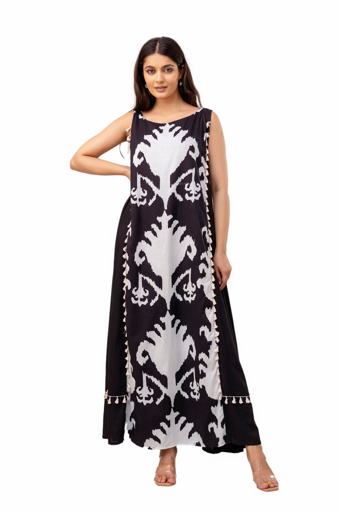Black Ikkat Long Dress