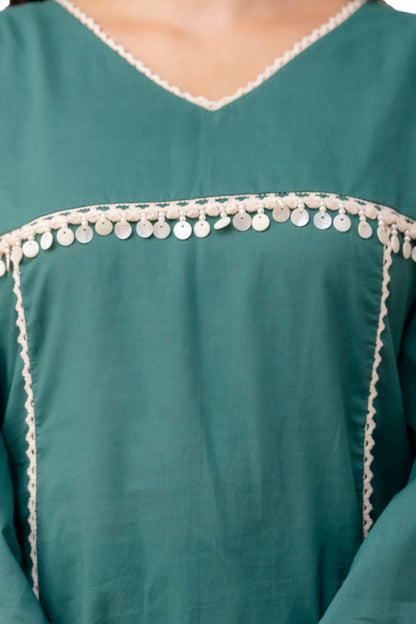 Paris Green Floral Cotton Kurta Set