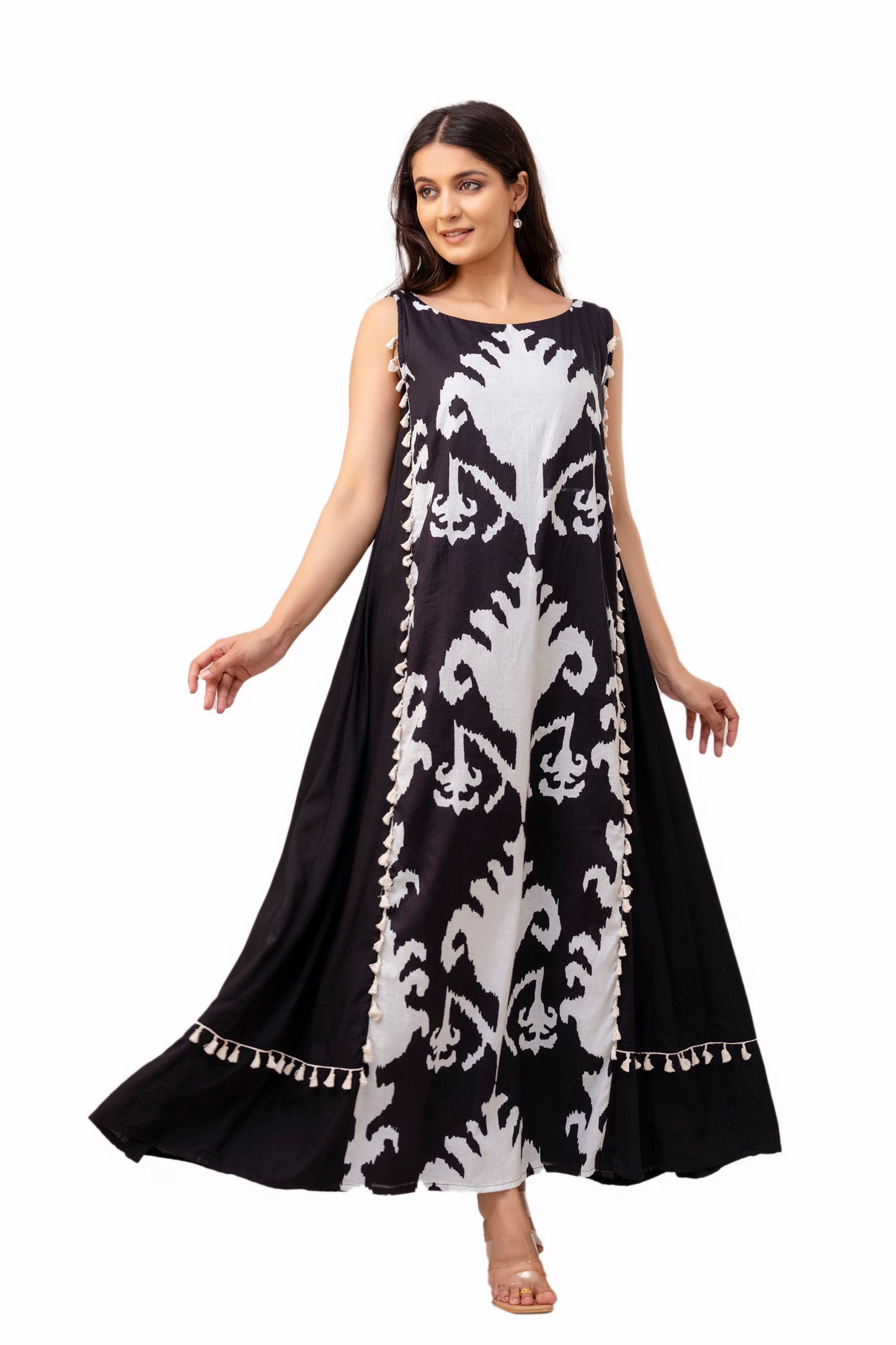 Black Ikkat Long Dress