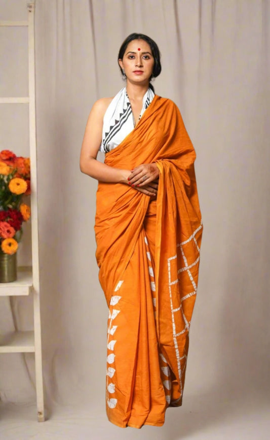 Leafy Mulmul Saree